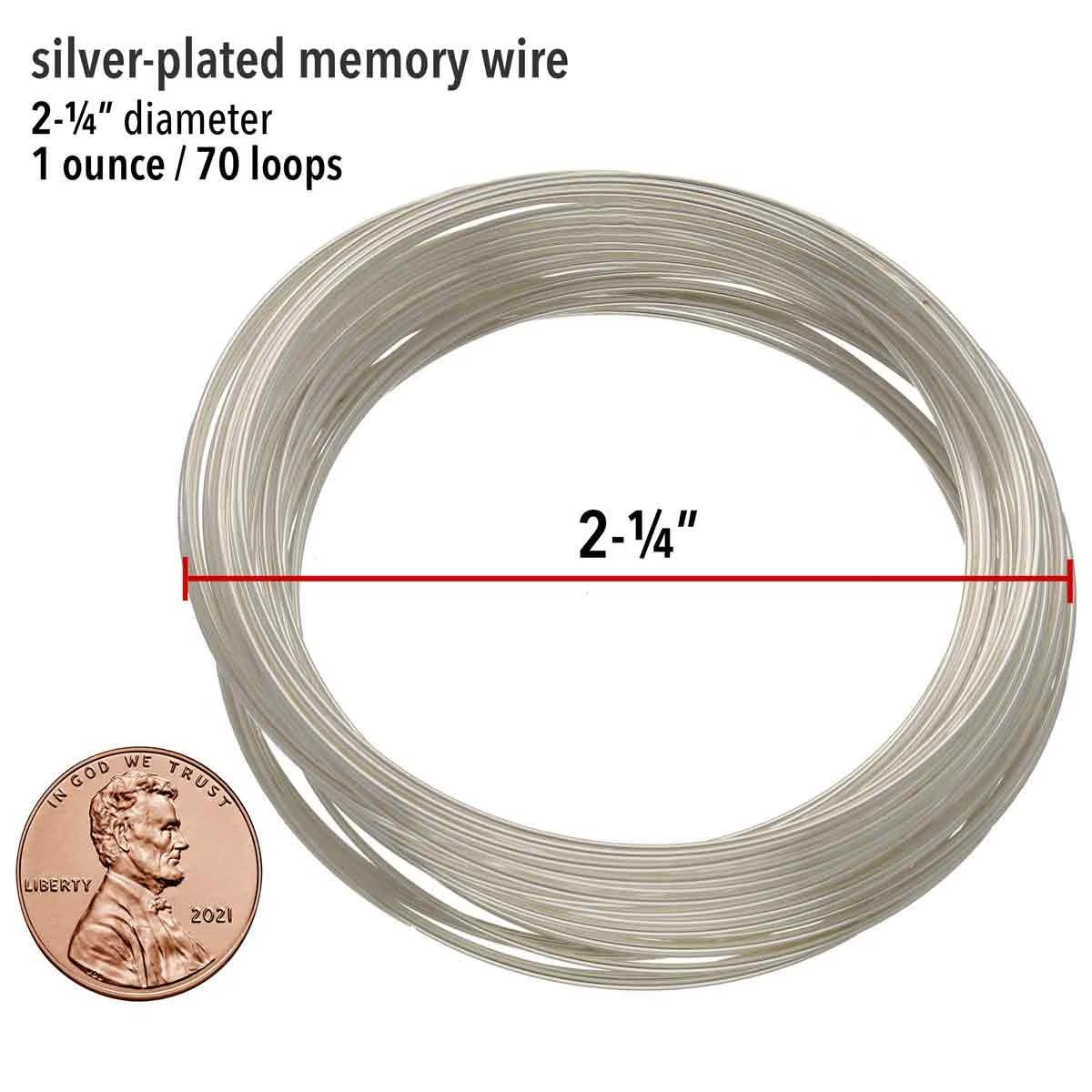 Silver Plated Stainless Steel Memory Wire, 2-1/4" Round Bracelet - 1 oz (approx. 70 loops)