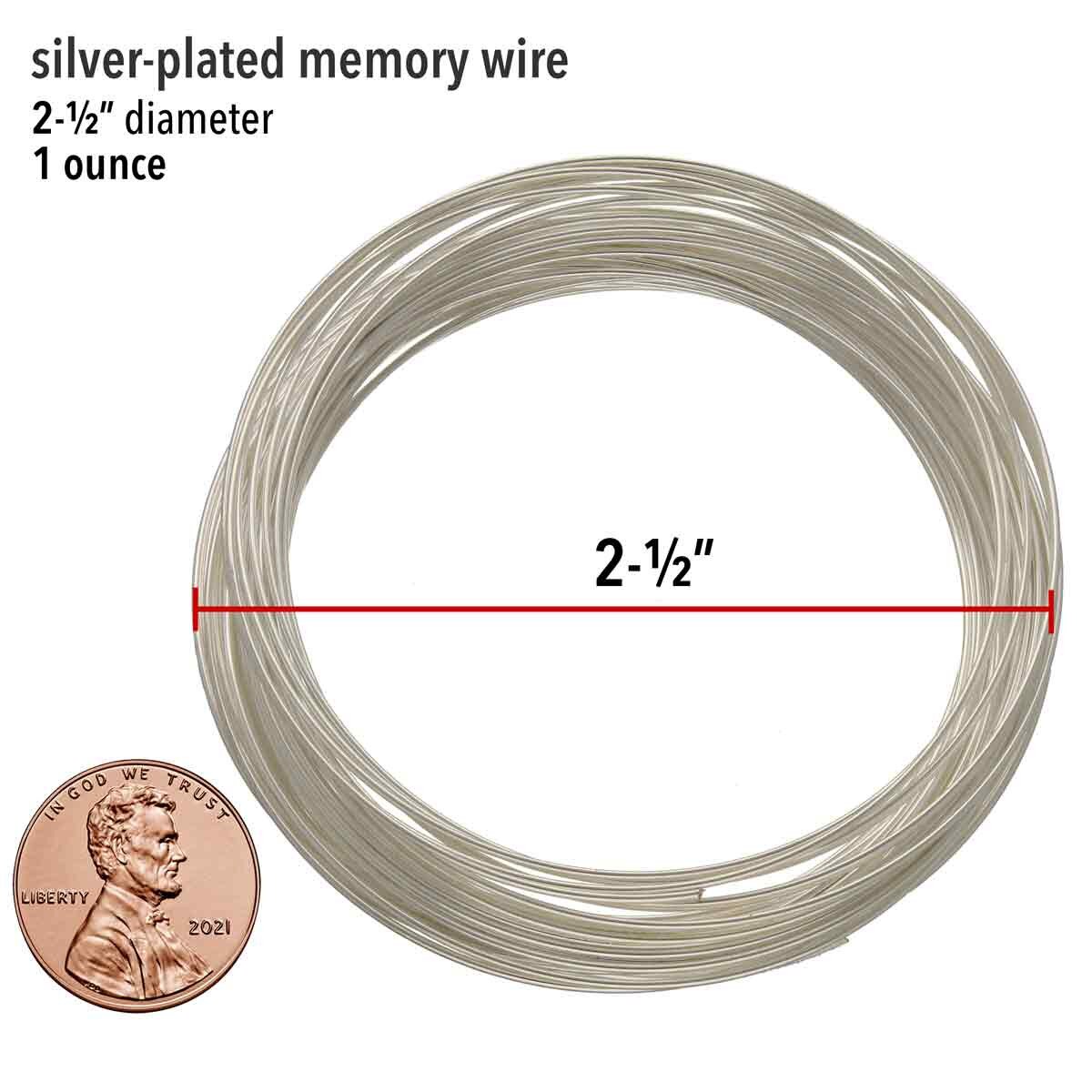 Beadsmith Silver Plated Bracelet Memory Wire 2.5", 1 oz (approx. 70 loops)