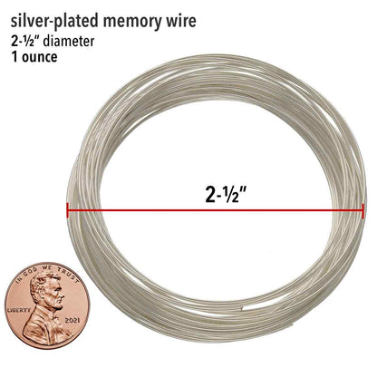 Beadsmith Silver Plated Bracelet Memory Wire 2.5", 1 oz (approx. 70 loops)