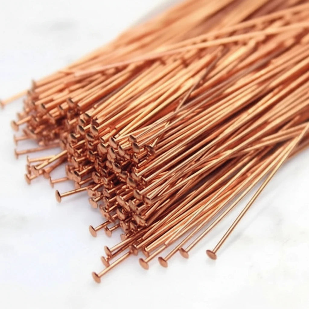 Natural Copper Head Pins, 2 inch 22 Gauge - 250 pcs