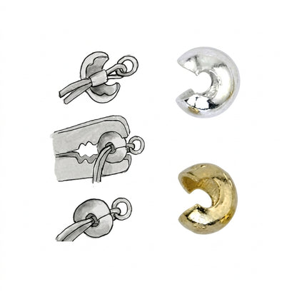 Three metal split ring components shown on a plain white background: two hand-drawn gray line sketches on the left and two polished metal pieces on the right, one silver and one gold.