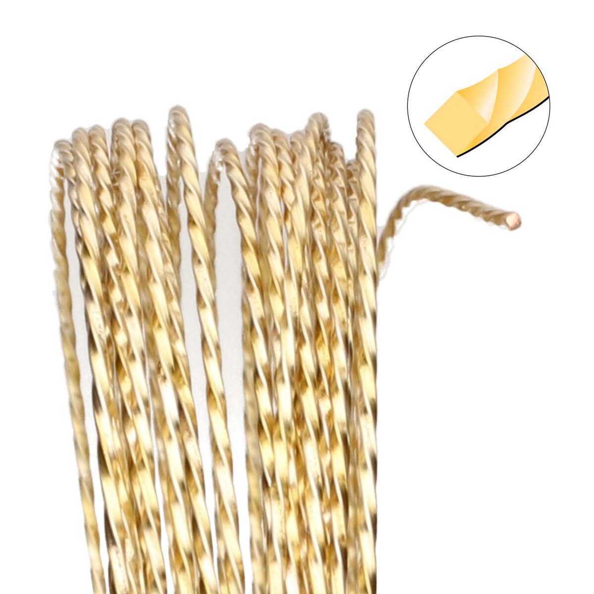 Beadsmith Non-Tarnish Gold Twisted Square Wire, 18 Gauge (1.02mm), 8 Feet