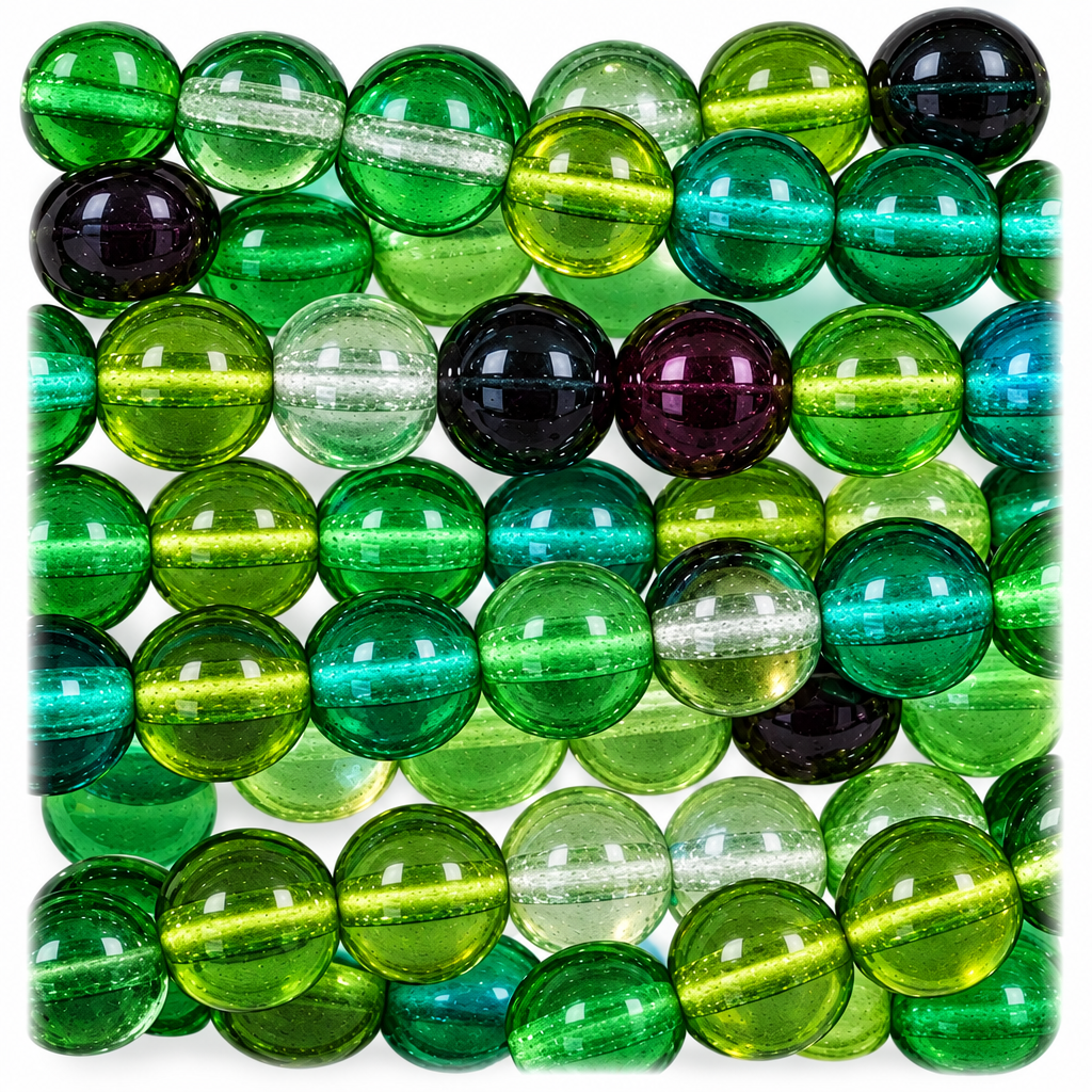 Green Mix Czech Glass Druk Beads, 8mm - 50 pcs