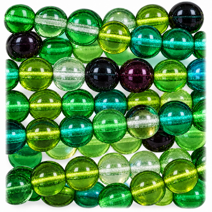 Green Mix Czech Glass Druk Beads, 8mm - 50 pcs