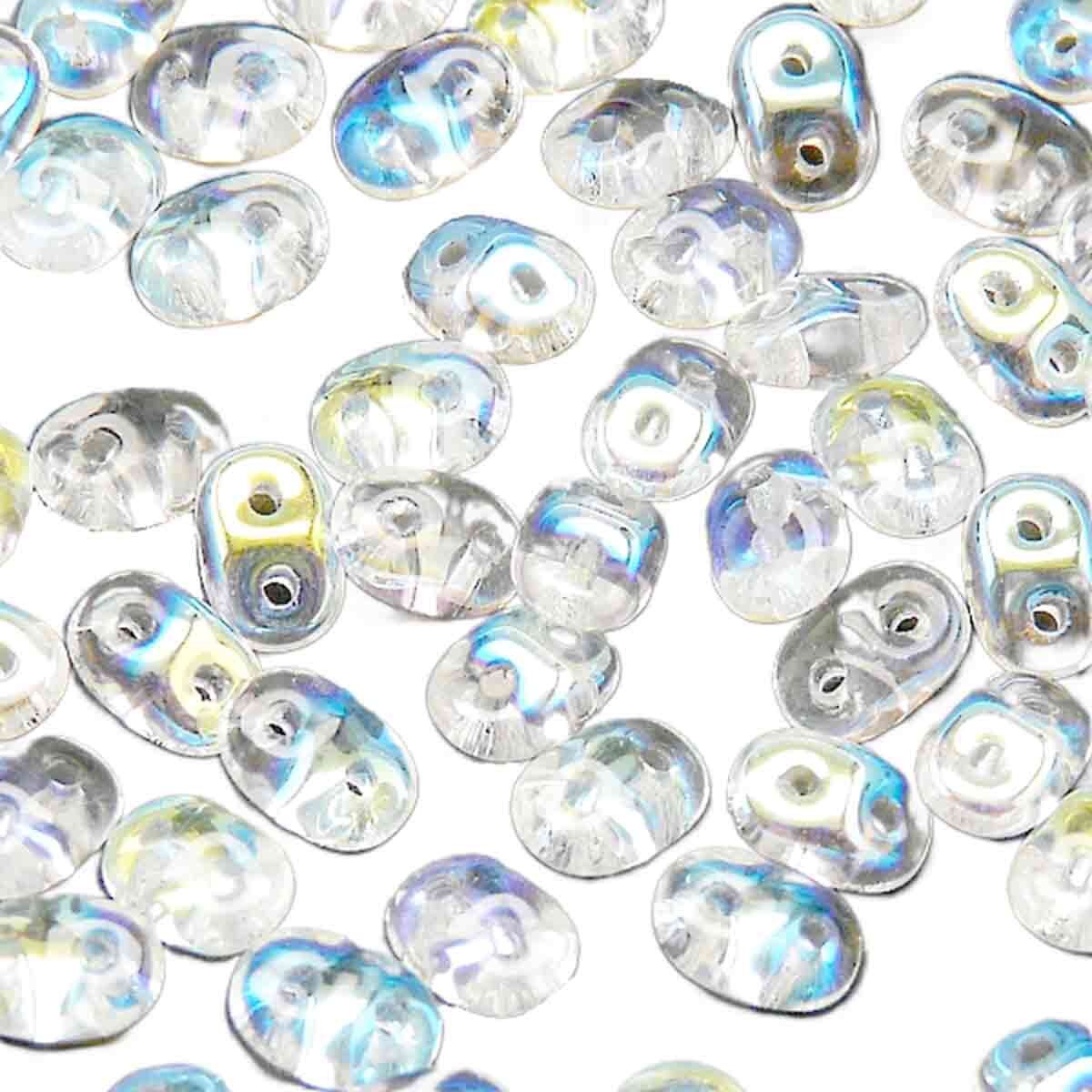 Clear AB Czech Glass Super Duo Beads, 2.5x5mm - approximately 330 pcs