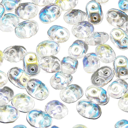 Clear AB Czech Glass Super Duo Beads, 2.5x5mm - approximately 330 pcs