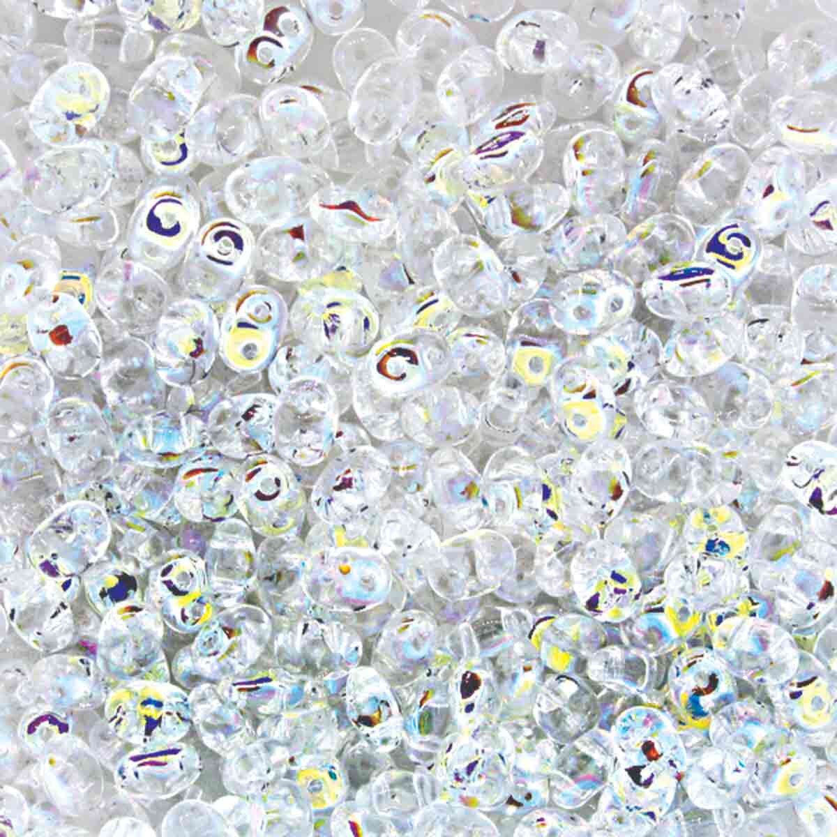 Clear AB Czech Glass Super Duo Beads, 2.5x5mm - approximately 330 pcs