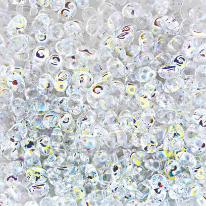 Clear AB Czech Glass Super Duo Beads, 2.5x5mm - approximately 330 pcs
