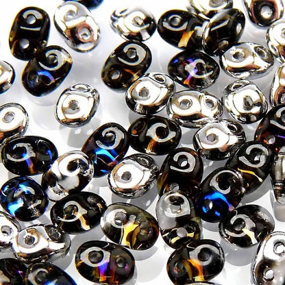 Crystal Helio Czech Glass Super Duo Beads, 2.5x5mm - approximately 330 pcs
