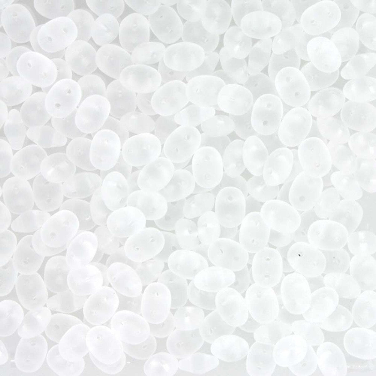 Matte Clear Czech Glass Super Duo Beads, 2.5x5mm - approximately 330 pcs