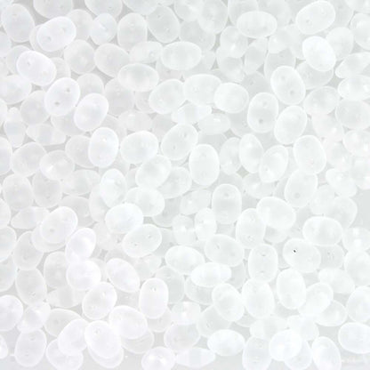 Matte Clear Czech Glass Super Duo Beads, 2.5x5mm - approximately 330 pcs