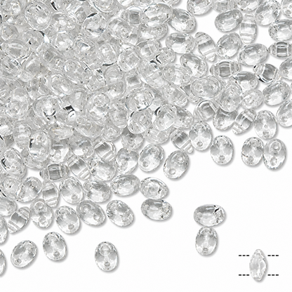 Clear Czech Glass Super Duo Beads, 2.5x5mm - approximately 330 pcs
