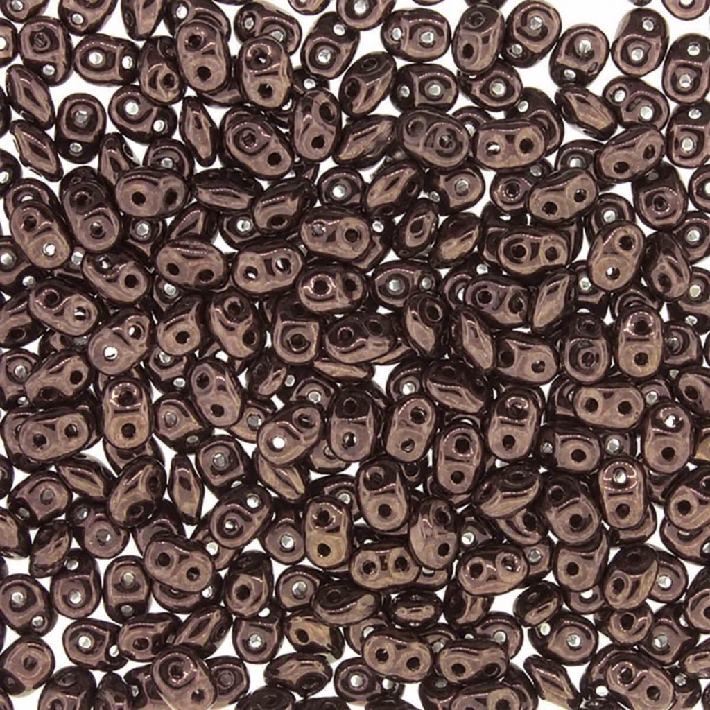 Jet Copper Luster Super Duo Beads, 2.5x5mm - approximately 330 pcs