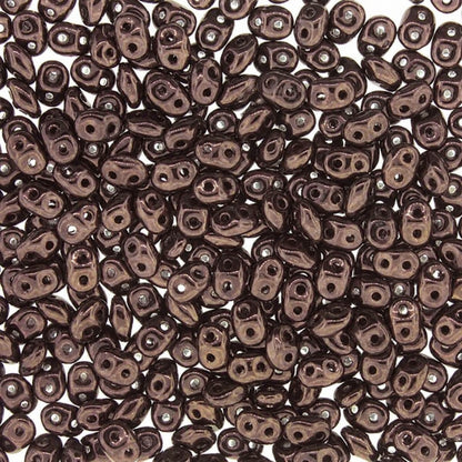 Jet Copper Luster Super Duo Beads, 2.5x5mm - approximately 330 pcs