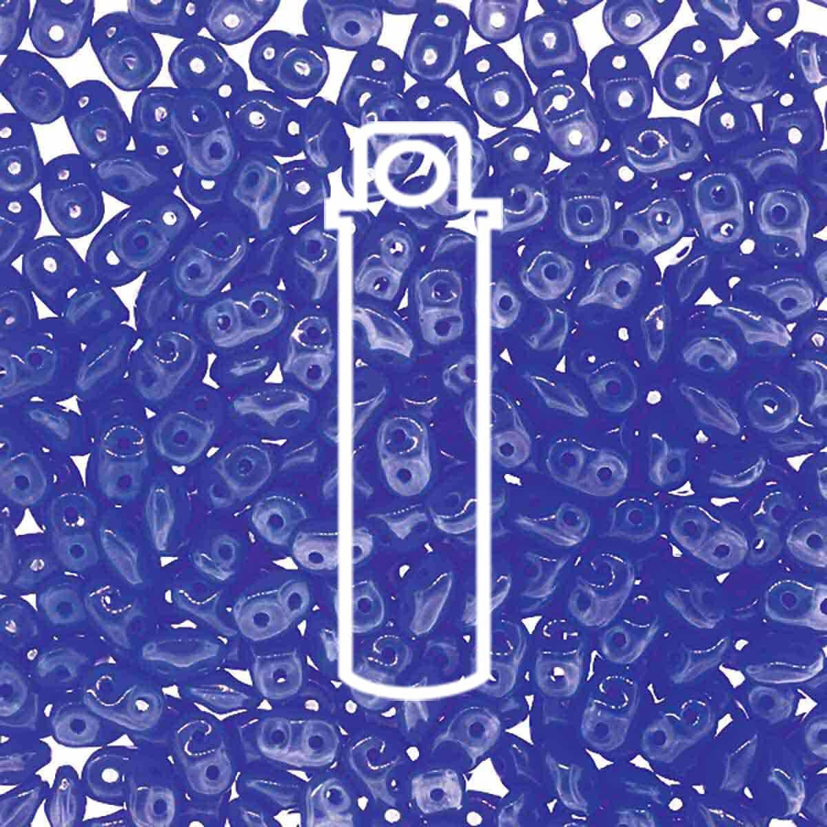 Opaque Blue Czech Glass Super Duo Beads, 2.5x5mm - approximately 330 pcs