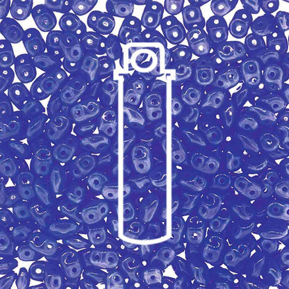 Opaque Blue Czech Glass Super Duo Beads, 2.5x5mm - approximately 330 pcs