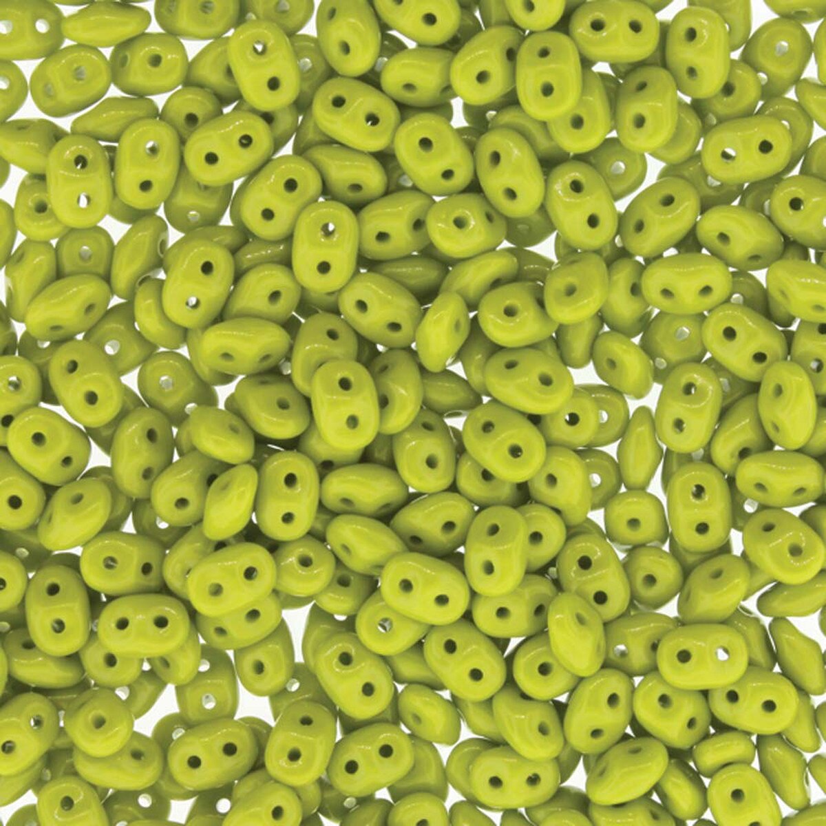 Opaque Green Czech Glass Super Duo Beads, 2.5x5mm - approximately 330 pcs