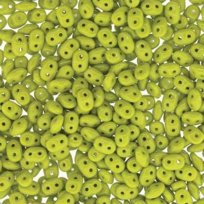 Opaque Green Czech Glass Super Duo Beads, 2.5x5mm - approximately 330 pcs