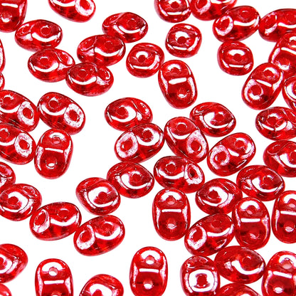 White Luster Ruby Super Duo Beads, 2.5x5mm - approximately 330 pcs