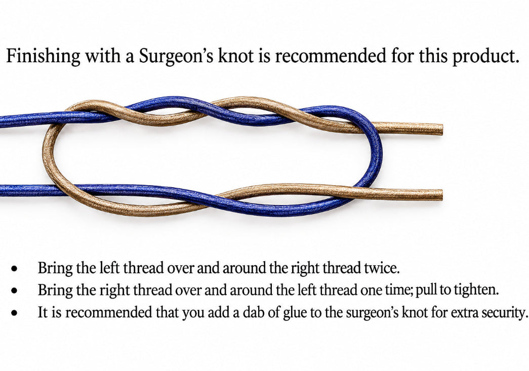 Diagram of a surgeon's knot with text instructions on how to tie it.