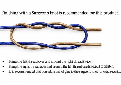 Diagram of a surgeon's knot with text instructions on how to tie it.