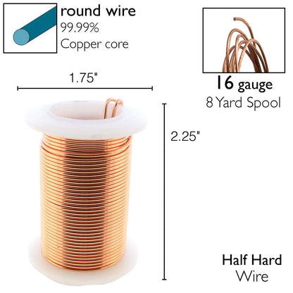 Beadsmith Tarnish Resistant Copper Round Wire, 16 Gauge, 8 Yards