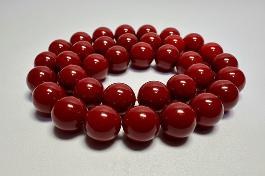 Garnet Red Round Shell Pearl Beads, 12mm, 1 Strand (approx. 34)