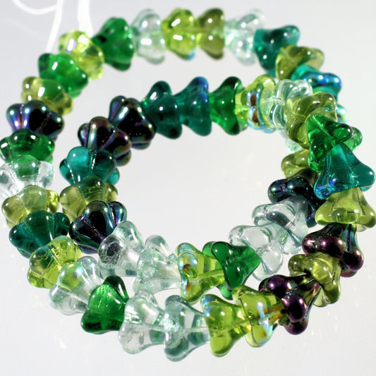 green flower beads design on a white background