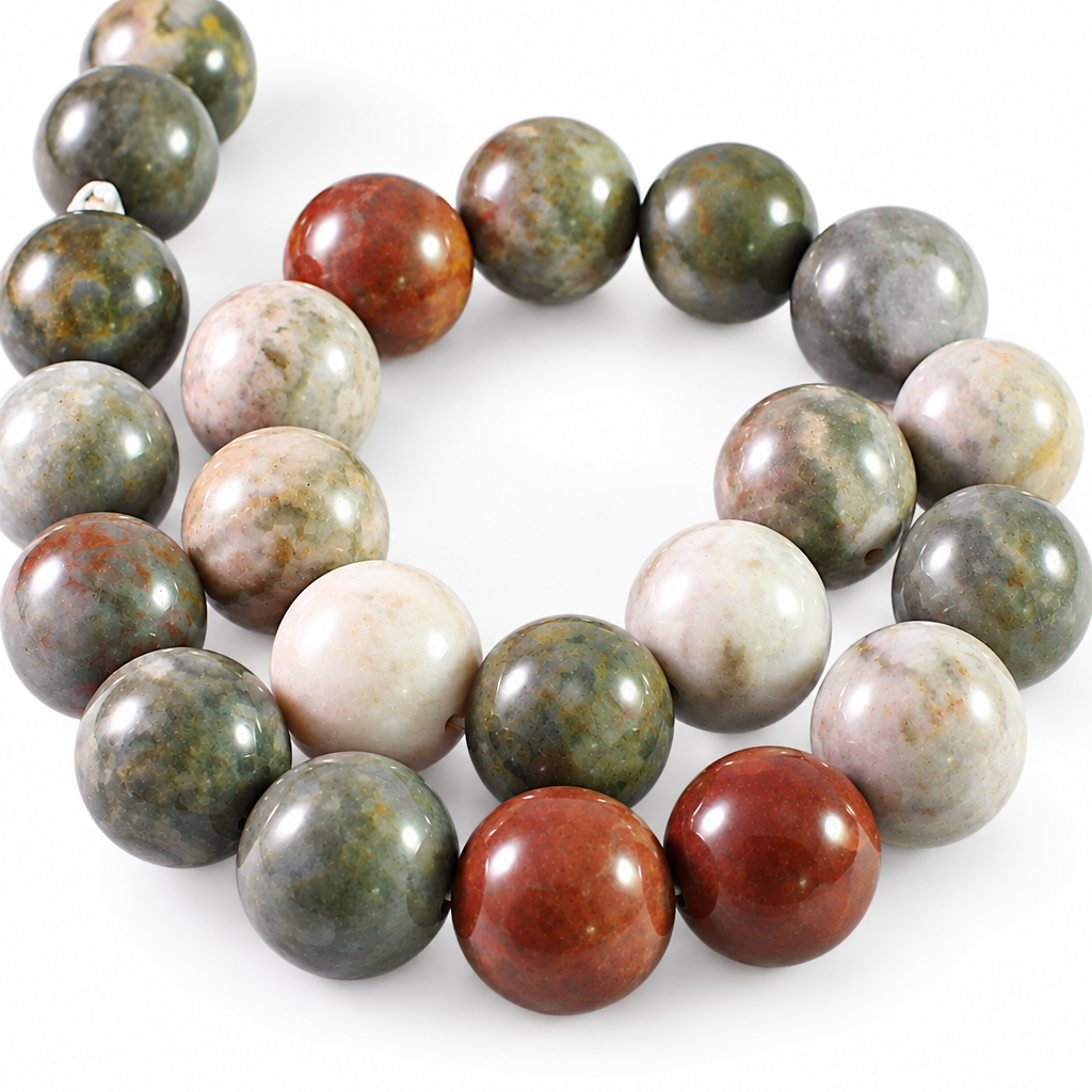 Natural Flower Jasper Round Beads, 18mm - approximately 22 pcs