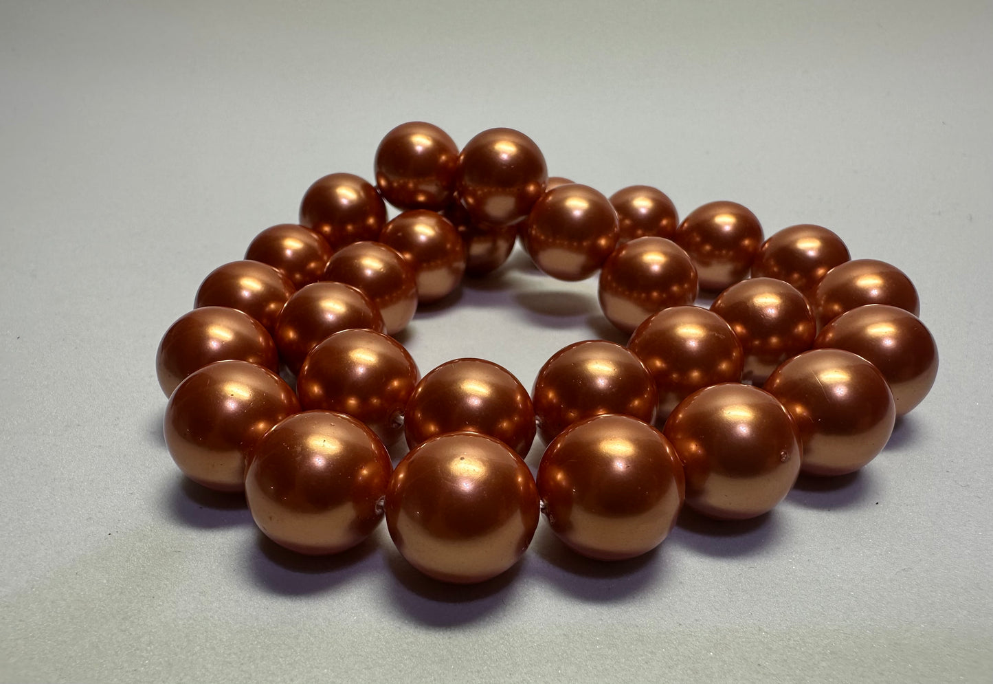 Copper Shell Pearl Round Beads, 14mm, 1 Strand (approx. 30)