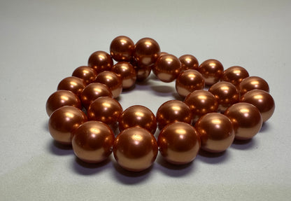 Copper Shell Pearl Round Beads, 14mm, 1 Strand (approx. 30)