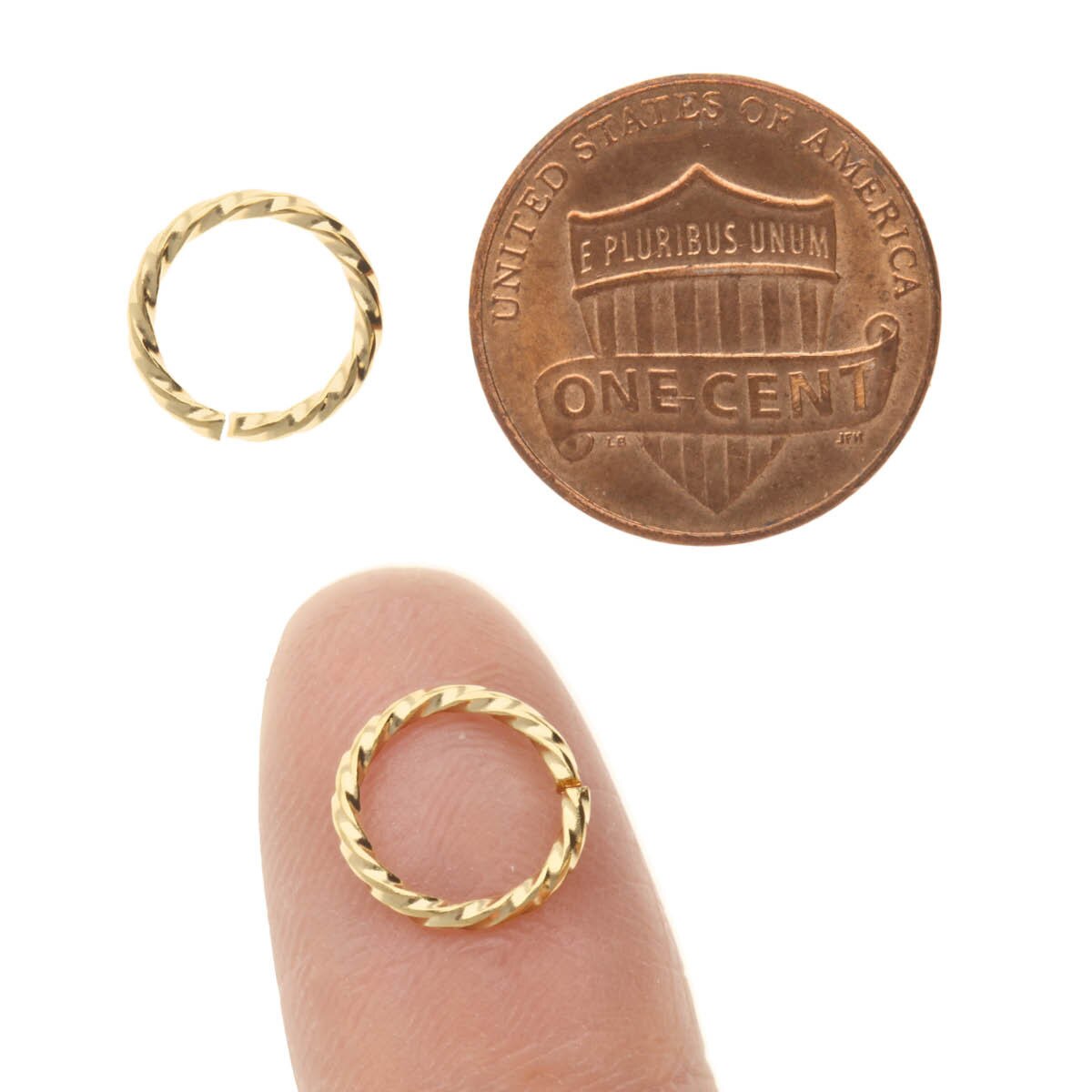 Gold Plated Twisted Round Jump Rings, 8mm ID, 16 Gauge - 144 pcs