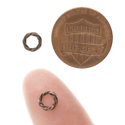 Antiqued Copper Twisted Round Jump Rings, 6mm - 144 pcs