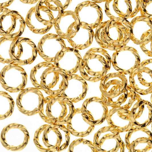 Beadsmith Gold Plated Brass Twisted Round Jump Rings, 6mm, 16 Gauge, 144 pcs