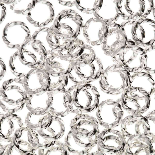 Beadsmith Silver Plated Brass Twisted Round Jump Rings, 6mm, 16 Gauge, 144 pcs