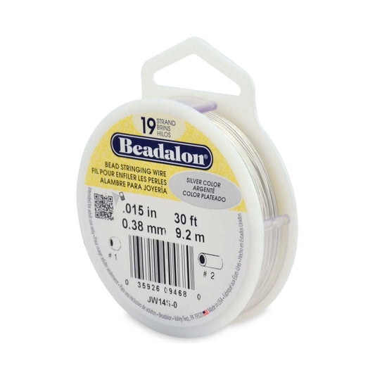 Beading Wire, Silver, Beadalon 30 Foot Spool 19 Strand 0.015" Diameter Wire