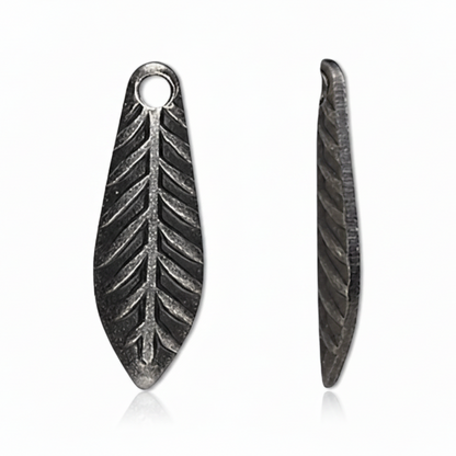 Shiny Black Oxide Plated Brass Curved Leaf Charms, 11x4mm - 144 pcs