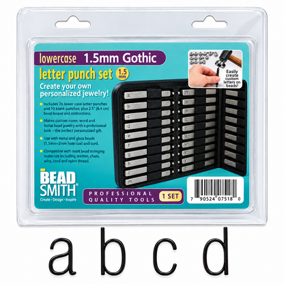 Beadsmith Lowercase Gothic Alphabet Steel Punch Set, 1.5mm - 27 pcs