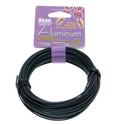BeadSmith Black Aluminum Dead Soft Wire, 18 Gauge, 39 Feet