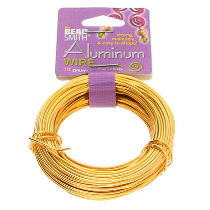 BeadSmith Gold Aluminum Dead Soft Wire, 18 Gauge, 39 Feet