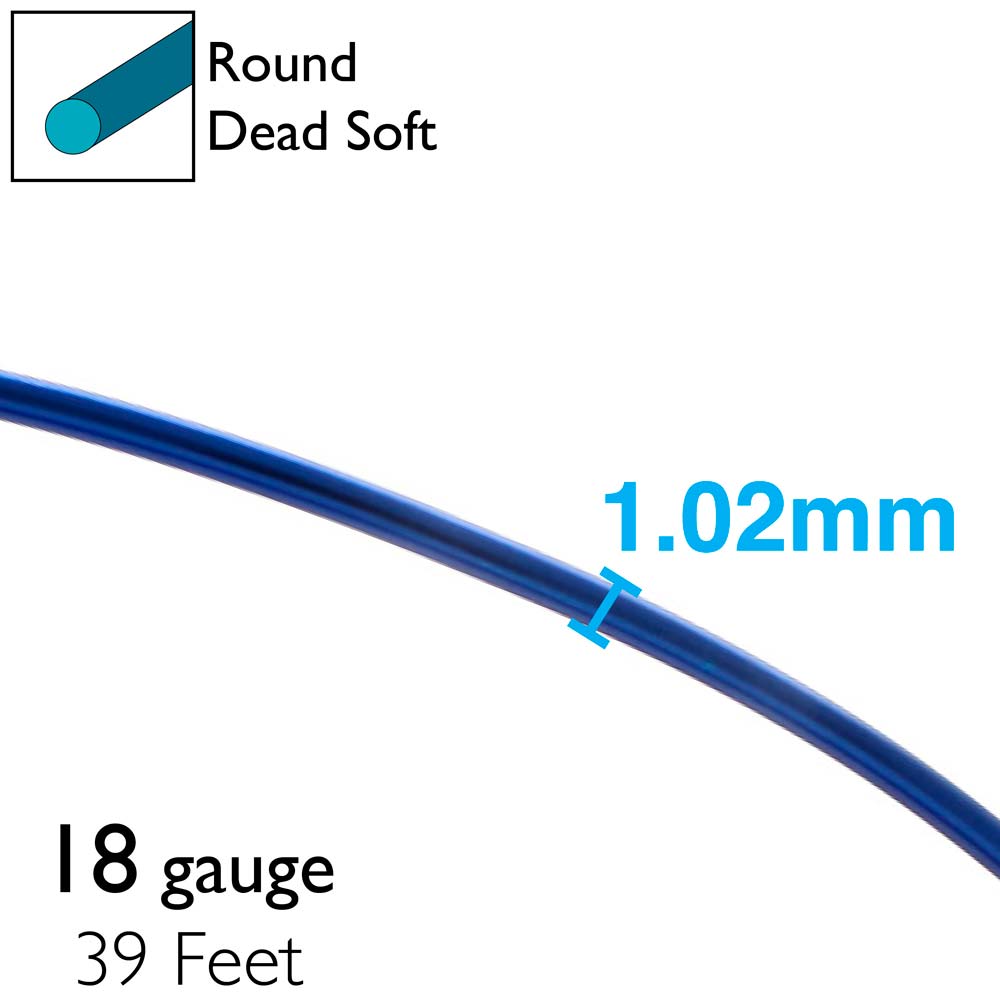 BeadSmith Royal Blue Aluminum Dead Soft Wire, 18 Gauge, 39 Feet