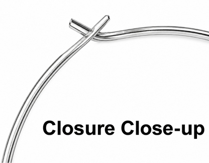 Close-up detail of a metal wire frame closure with the text 'Closure Close-up' on a white background.