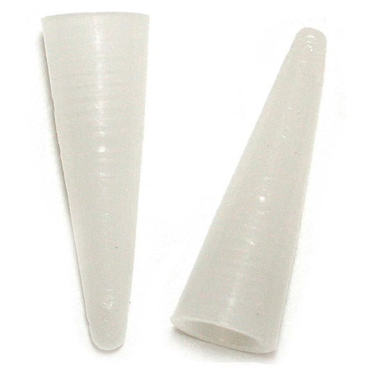 Two white ceramic cones on a white background