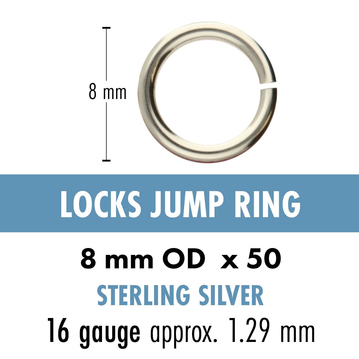 BeadSmith Gold Plated Brass JumpLock Jump Rings 8mm 16 Gauge - 50 pcs