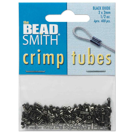 Beadsmith Black Oxide Crimp Tubes, 2x2mm, 1/2 oz (approx. 400)