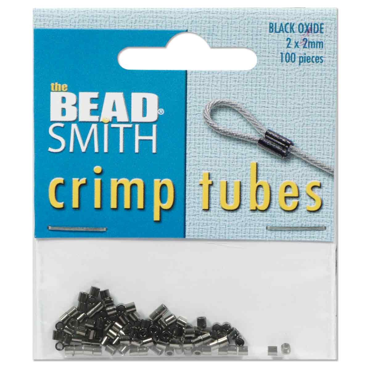 Beadsmith Black Oxide Crimp Tubes, 2x2mm, 100 pcs