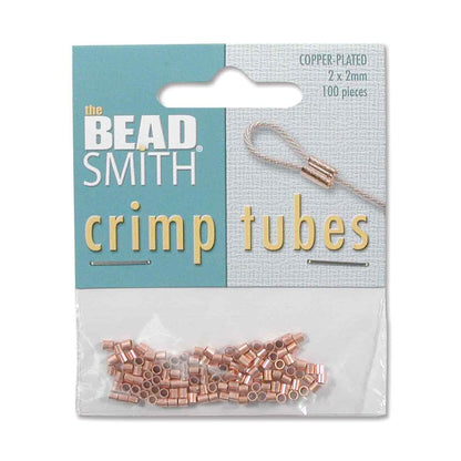 Beadsmith Copper Plated Crimp Tubes, 2x2mm, 100 pcs