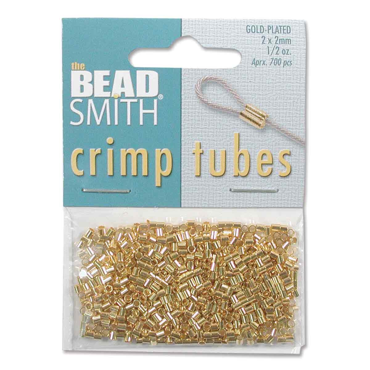Beadsmith Gold Plated Crimp Tubes, 2x2mm, 1/2 oz (approx. 400)