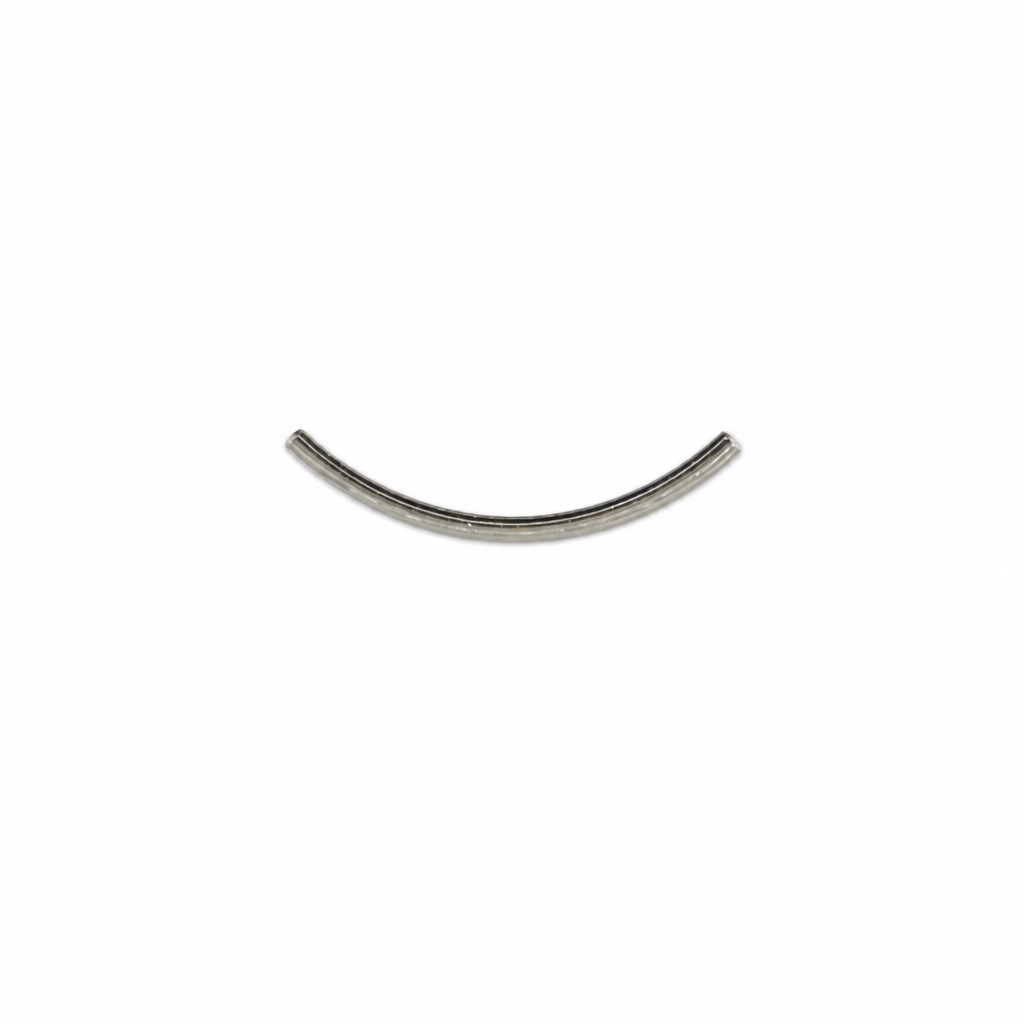 A curved metallic bar, antiqued silver, shown against a plain white background.
