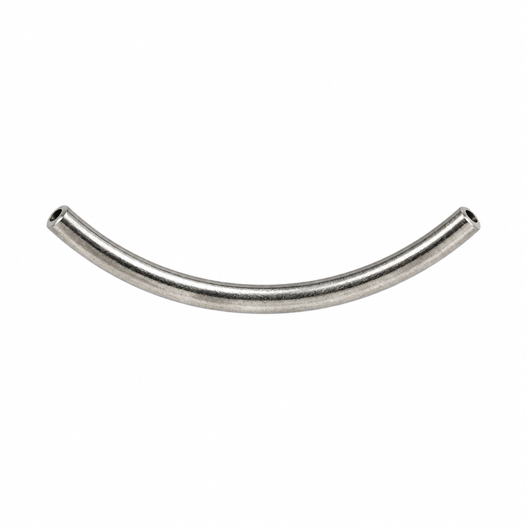 Antiqued Silver Plated Brass Curved Tube Beads, 38x2mm - 144 pcs